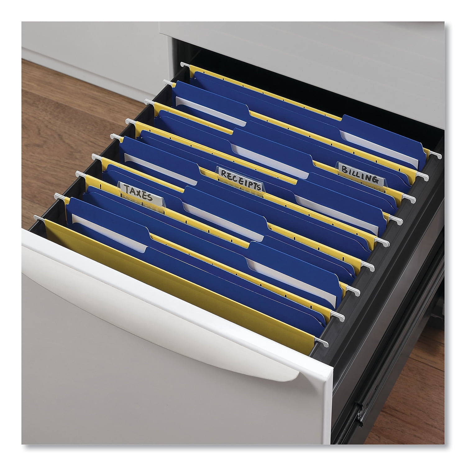 Universal UNV16161 Reinforced 1/3-Cut Assorted Top-Tab File Folders - Letter Size, Blue (100/Box)