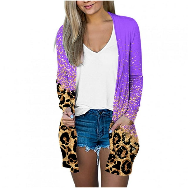 CEHVOM Mode Femmes Imprimé Cardigan à Manches Longues Ample Manteau Blouse Liquidation