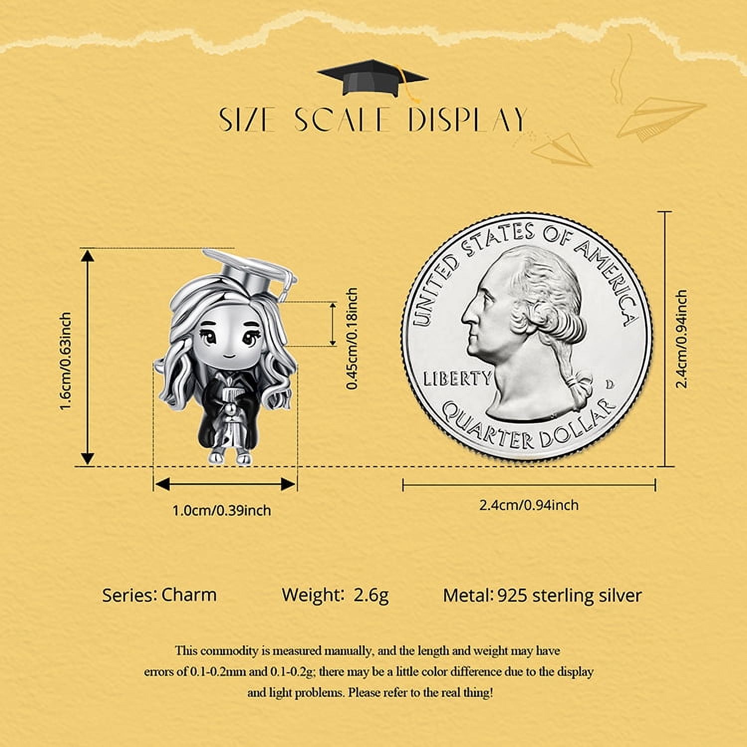 Graduation Charm 925 Sterling Silver Charm , Gift Box Packaging