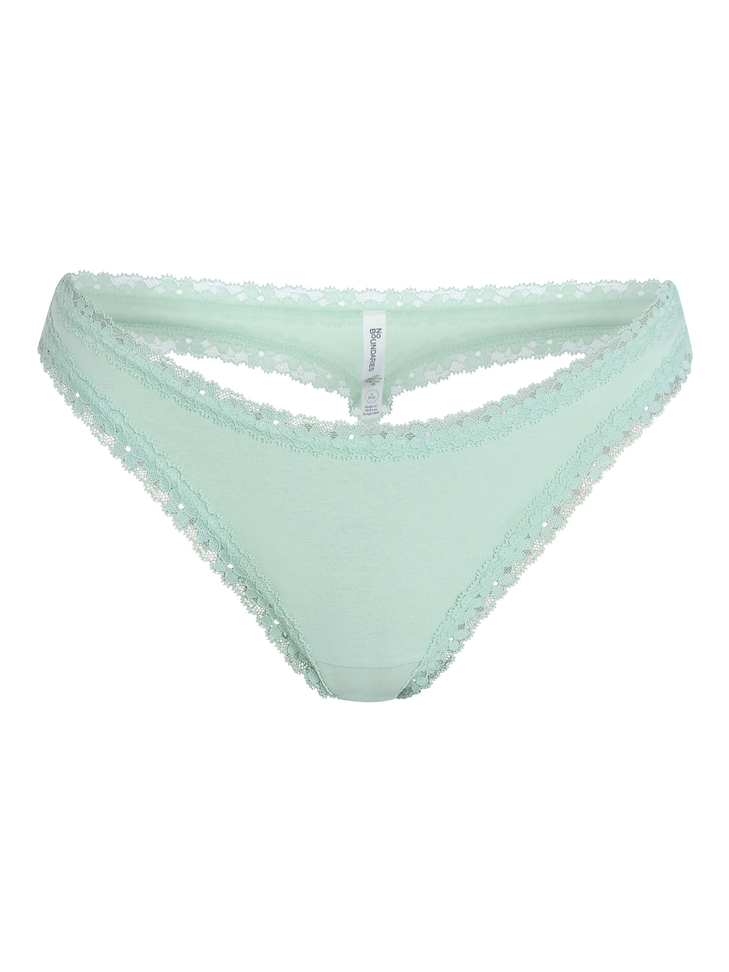 No Boundaries Cotton Blend Lace Thong Panties, Women's XS-XXXL