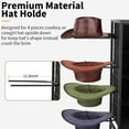 thumbnail image 3 of Hat Holder Stand, 5 Tier Big Capacity Hat Organzier Display Rack with Deep Pockets Remove Hooks for Storage Baseball, Cowboy, Caps Boxes, Western Rustic Brown, 3 of 8