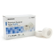 McKesson Medical Tape High Adhesion Silk-Like Cloth 1 Inch X 10 Yard White NonSterile, 100201 - BOX OF 12