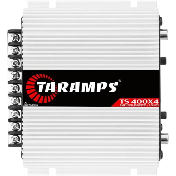 Taramps TS 400x4 400 watts RMS 4 Channels Full Range Car Audio Amplifier, 2 Bridged Channels, RCA Input Class D, Output Power, Multichannel Amplifier System, Small