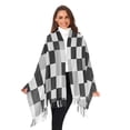 thumbnail image 3 of FORMRS Womens Scarf Winter Soft Long Big Warm Shawls Wrap Tassel Scarves, Black and Gray Plaid Pattern, 3 of 9