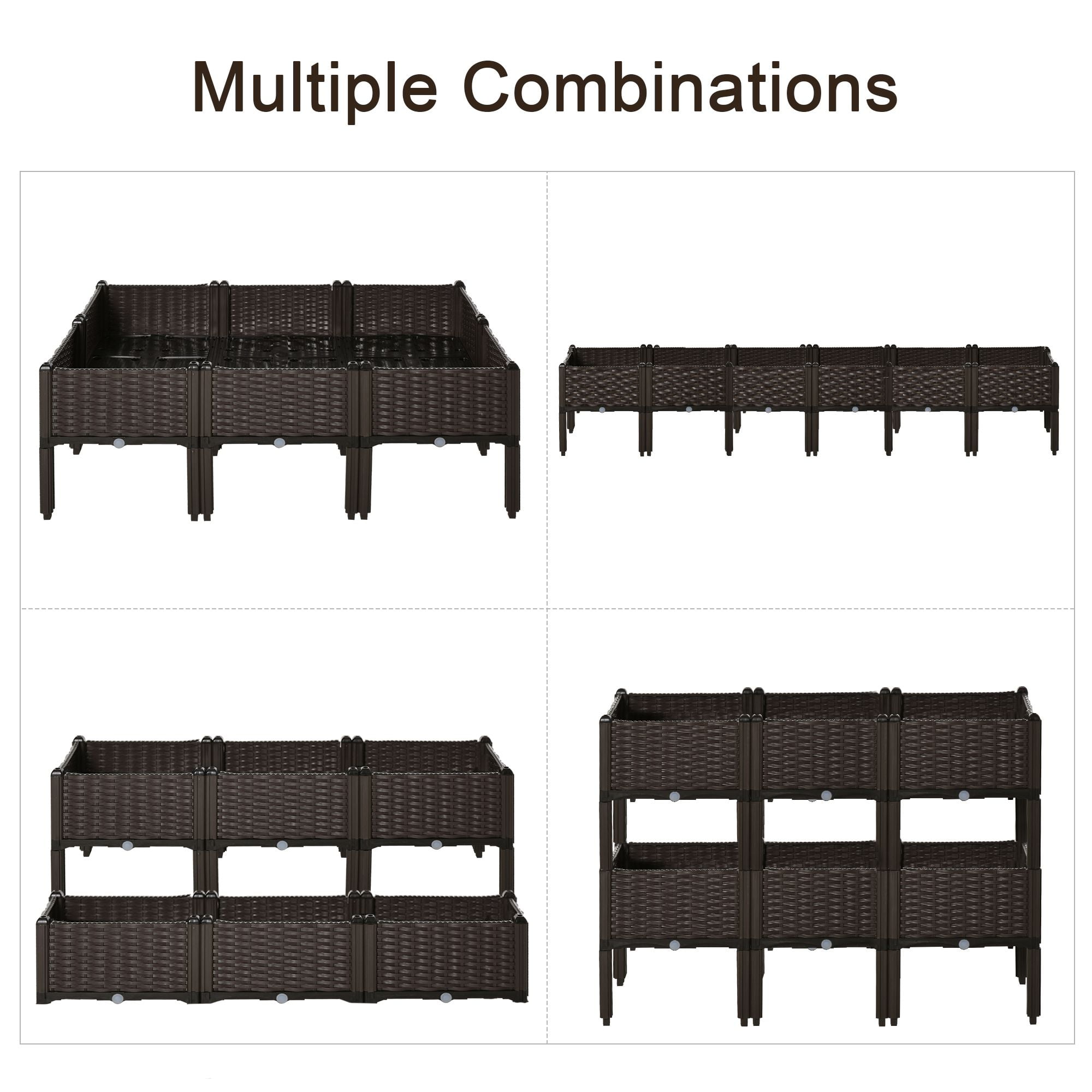 Outsunny 6 Piece Raised Garden Bed Kit, Elevated Planter Boxes with Drainage Holes for Outdoor Flowers, Vegetables, and Herbs