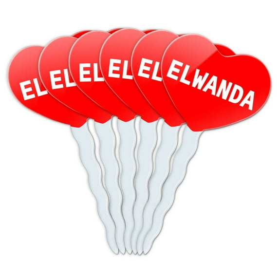 Elwanda Heart Love Cupcake Picks Toppers - Set of 6