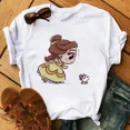 thumbnail image 1 of Camiseta con estampado con dibujo de princesa de Disney para mujer, pantalón corto informal a la moda, camisetas de manga, camisetas con estampado gráfico de dibujos animados de los años 90, 1 of 4