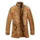 thumbnail image 1 of Chaqueta de cuero de PU con cuello alto largo de estilo europeo y americano, chaqueta de cuero de motocicleta lavada personalizada para hombre, más chaqueta de terciopelo, 1 of 5