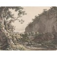 thumbnail image 2 of Johann Conrad Steiner 18x15 Gold Ornate Wood Frame and Double Matted Museum Art Print Titled - A Wooded Valley with Rocky Cliffs (1785), 2 of 4