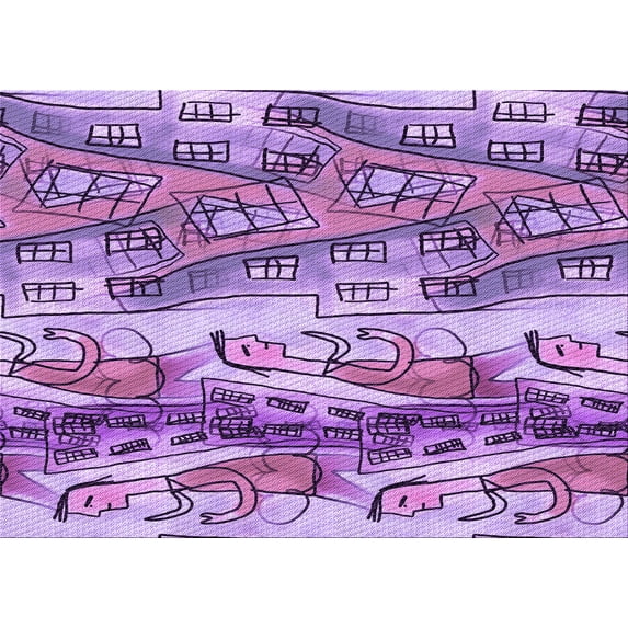 Ahgly Company Machine Washable Indoor Rectangle Transitional Purple Violet Purple Area Rugs, 4' x 6'