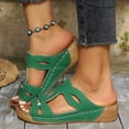 thumbnail image 5 of Women's Cutout Metal Accent Wedge Slide Sandals, Open-Toe Bohemian Platform Slip-On Summer Slippers, 5 of 9
