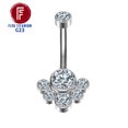 thumbnail image 1 of F136 Titanium Navel Piercing Zircon Diaphragm Clicker Hinge Segment Charming Belly Button Ring Body Jewelry Woman Accessories FGS, 1 of 7