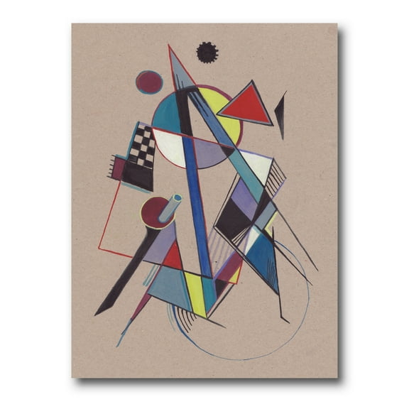 Designart ' Abstract Compositions Of Colored Geometric III ' Modern Canvas Wall Art Print