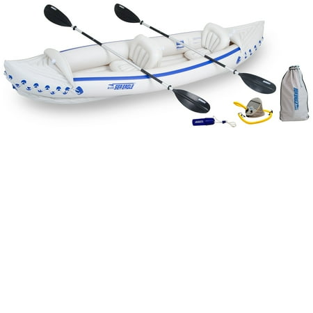 - Sea Eagle 370 Deluxe 2 Person Inflatable Portable Sport Kayak Canoe w/ Paddles