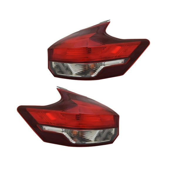 For Nissan Kicks 2018 2019 Tail Light Driver and Passenger Side | Pair | Outer | Clear & Red Lens | Black Housing | Replacement For NI2804116, NI2805116 | 26555-5RL0A, 26550-5RL0A
