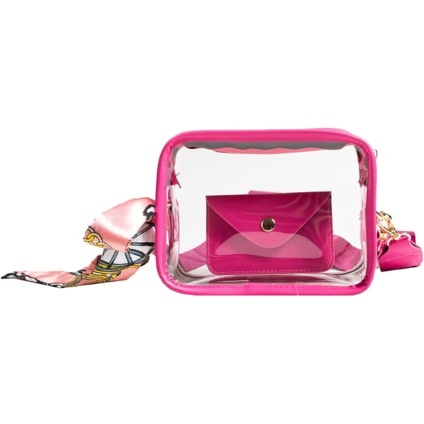LHSHID Clear Purse Women 2 in 1 Transparent Jelly Crossbody Bag Candy Color Clutch Handbag Trend Portable Shoulder Slung