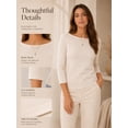 thumbnail image 4 of Women's Boat Neck 3/4 Sleeve T-Shirt, Cotton Modal Slim Fit Top, Beige, S, 4 of 7