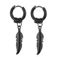 thumbnail image 1 of 2 pares de pendientes de moda con forma de cruz y plumas, estilo punk rock para mujer, color negro, 1 par, 1 of 5