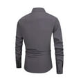 thumbnail image 4 of Domuza Men's Long Sleeve Shirts Wrinkle-Resistant Stretch Regular Fit Button Up Formal Dress Shirts Business Casual Solid Lapel T-Shirts Gray S, 4 of 5