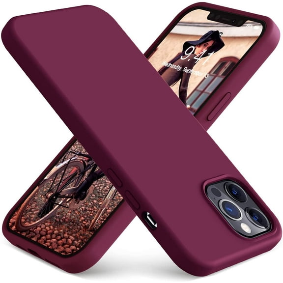 Compatible with iPhone 12 Pro Max Phone Case | Thickening Liquid Silicone | Anti-Scratch Microfiber Lining | Full-Body Duty Heavy Protection Case for iPhone 12 Pro Max Women Girls, WineRed