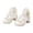 White, variant on Girls Lolita Lace Up Chunky Heel Ankle Boots Bow Pearl Faux Leather Side Zipper Platform Booties For Tea Party Daily White