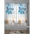 thumbnail image 4 of Summer Coastal Beach Curtains 72 Inch Length, Sheer Curtains for Bedroom Living Room Window Ocean Wave Starfish Shell Rod Pocket Voile Drapes Kitchen Curtains Small Half Window 52"x72" 2 Panels, 4 of 6
