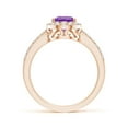 thumbnail image 2 of ANGARA Natural 1.05 Ct. Amethyst with Diamond Halo Ring in 14K Rose Gold for Women (Ring Size: 5), 2 of 8