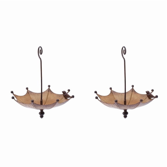 2X Umbrella-Shaped Bird Trough,Hanging Bird Feeder Tray for Outdoors Metal Bird Bath Pond or Drinker