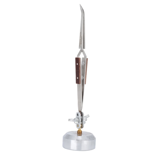 Curved Tip Tweezers, Jewelry Welding , Third Hand Stand With With Thick And Solid Base For Hobbyists,Jewelers Model Makers,Watchmakers Straight,Curved