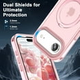 thumbnail image 5 of Allytechgroup for iPhone Air Case with Screen Protector, Matte Kickstand Comaptible with Magsafe Drop Protective Bumper Shockproof Anti-Scratch Magnetic Cover for iPhone Air, Pink, 5 of 6