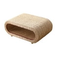 thumbnail image 1 of Luzkey Wooden Straw Rattan Coffee Table, Meditation Low Table, Retro Design, Interactive Game Table, Floor Table for Balcony, Dining Room 60x45x35cm, 1 of 8