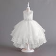 thumbnail image 2 of HBFAGFB Robe Formelle Filles Mode Robe de Fête pour Enfants Robe de Mariage Performance Robes pour Enfants Blanc Taille 160, 2 of 4