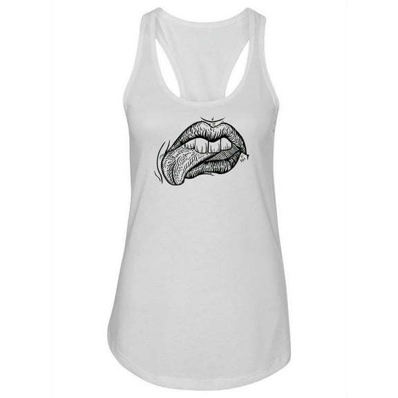 Lips With Tongue Sketch Tank Women -Image by Shutterstock, Female Medium