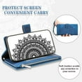 thumbnail image 4 of For iPhone 15 Pro Wallet Case,PU Leather Pressed Sunflowers Leather Zipper Flip Wallet Multi Card Slots Photo Frame Phone Bag Case , Blue, 4 of 9