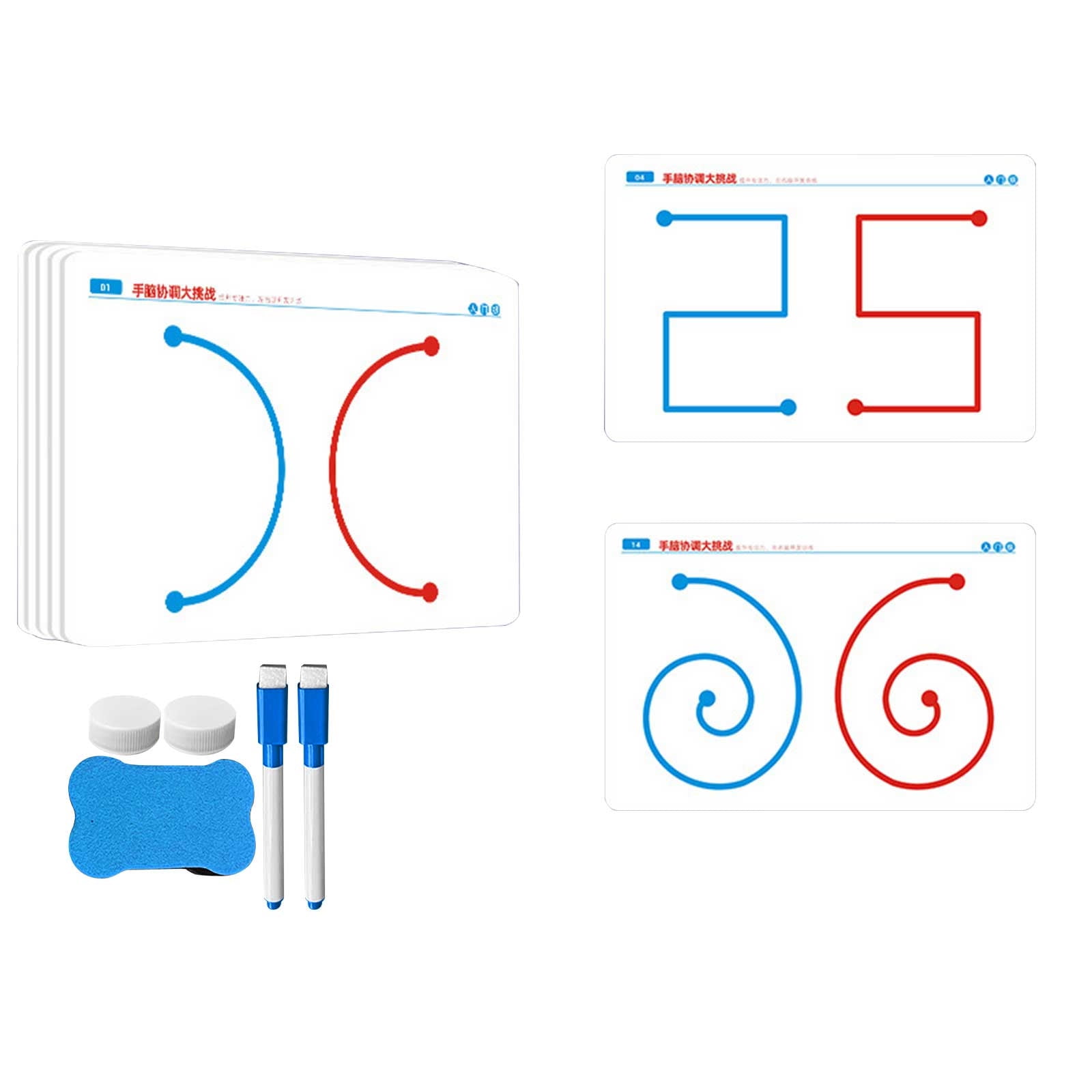 20 Cartes D'entraînement Cérébral - Développement Cognitif Et Motricité Fine Pour Enfants, Avec Stylos Effaçables