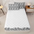 thumbnail image 4 of jejeloiu Vintage Tribal Zipper Full Size Comforter Sets with Fitted Sheet and 2 Pillowcases For Men Women,Bohemian Exotic Style Alphabet Print Zipper Bedding Set,Black White,Reversible,4 Pieces, 4 of 7