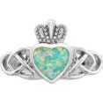 thumbnail image 4 of Sterling Silver Lab Created Opal Celtic Knot Crown Ring (Size 7) Made In China qr6901-7, 4 of 5
