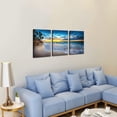 thumbnail image 3 of Blue Sea Sunset Seascape Canvas Wall Art - Tropical Palm Tree and Beach Picture Prints- Ocean Tide Wall Poster Decor for Living Room,Bedroom,Bathroom,Office 12"x 16"x 3 Panels, 3 of 6