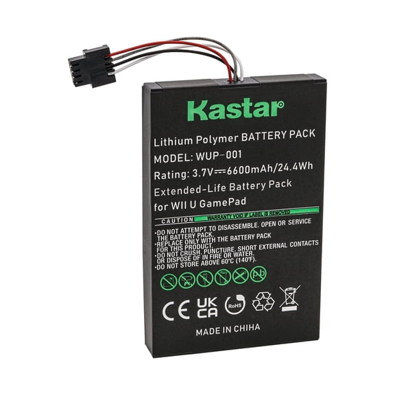 Kastar 1-Pack Replacement Battery, 3.7V 6600mAh, Compatible with Nintendo Wii U GamePad, Compatible with WUP-001 WUP-003 WUP-010 WUP-012 ARR-002 GamePad