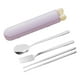 thumbnail image 2 of Juego de cucharas y palillos, vajilla, utensilios de viaje, juego de cubiertos portátiles para Morado 4 piezas, 2 of 9