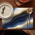 thumbnail image 5 of Blue White Gold Marble Pattern Summer Placemats Table Placemats Set Of 4-Linen Kitchen Washable Placemats Table Mats 11.8"x17.7" Non-Slip Heat Resistant, 5 of 6