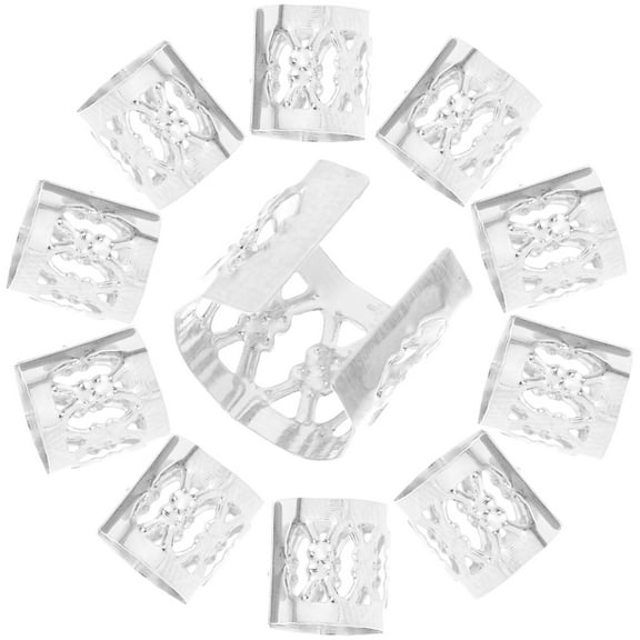 HEMOTON  300 Pcs Braiding Jewelry Braids Accessories Beads for Hair Silver