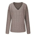 thumbnail image 4 of GigrtiJin Women's V-Neck Knitted Sweater Long Sleeve Casual Solid Color Sweater Blouse Warm Comfy Pullover Tops, 4 of 6