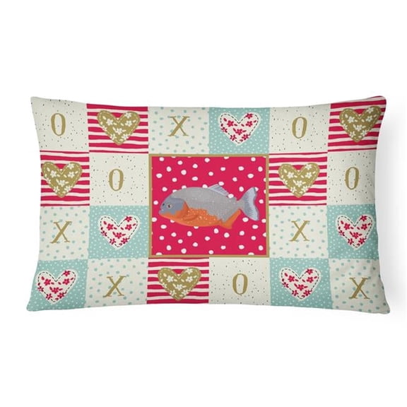 12 x 3 x 16 in. Piranha Love Canvas Fabric Decorative Pillow