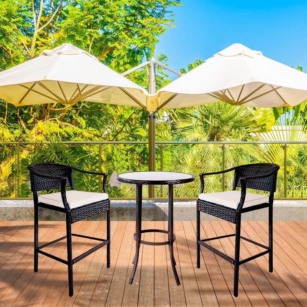 Patio Bar Height Bistro Sets, 3 Piece Patio Furniture Sets with High
