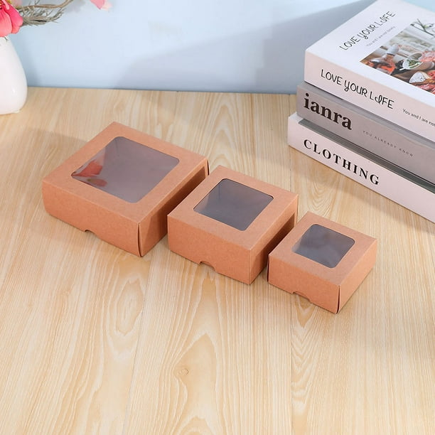 20 Cajas De Regalo Pequeñas De Kraft - Con Ventana Y Divisores, 12.7x8.9x4 Cm