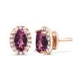 thumbnail image 2 of Auriga Fine Jewelry 14K Rose Gold Rhodolite Purple Garnet and diamond 0.1ct Earrings for Women, 2 of 5