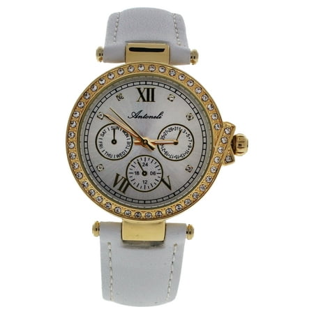 AL0519-05 Gold/White Leather Strap Watch