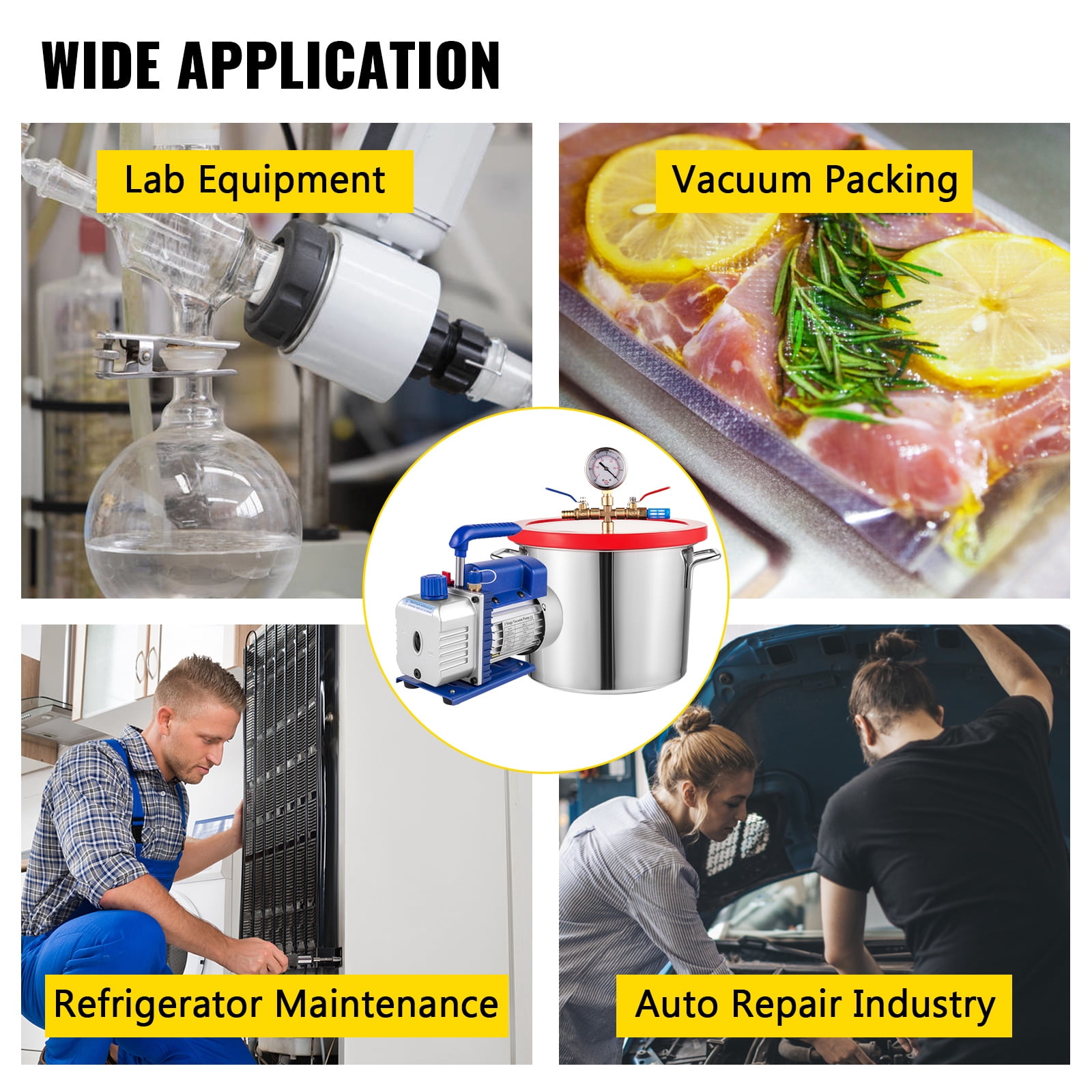 VEVOR Vacuum Chamber with Pump, 4CFM 1/3hp Vacuum Pump with High-Capacity 2 gallons Vacuum Chamber, Vacuum Pump Chamber Kit Vacuum Degassing Chamber Kit