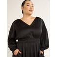 thumbnail image 4 of Scoop Women's & Women's Plus V Neck Plissé Midi Dress, Sizes XS-4X, 4 of 4